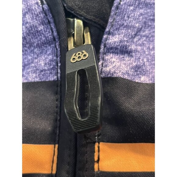 686 Manual Heather Iris Striped Insulated Hooded Zip Ski Snowboard Jacket - Picture 9 of 16